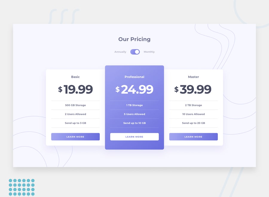 Pricing Cards Component preview